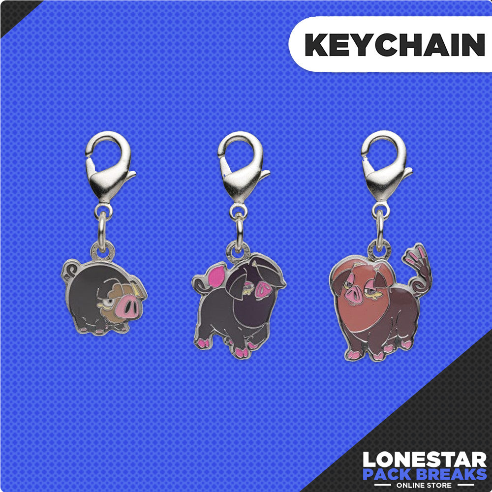 Pokemon Center Original Metal Charm Keychain Lechonk / Oinkologne Evolution Line