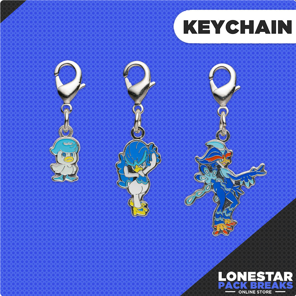 Pokemon Center Original Metal Charm Keychain Quaxly / Quaxwell / Quaquaval Evolution Line